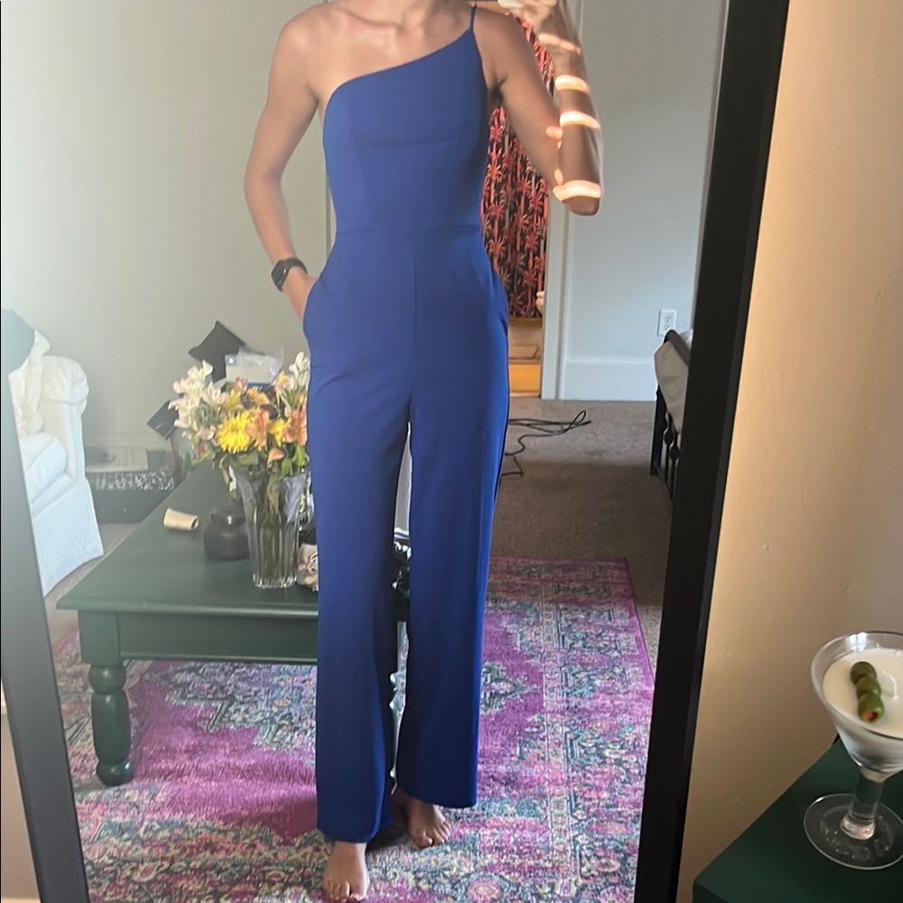 Blue One-Shoulder Jumpsuit